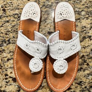 Jack Rogers White Leather Flat Sandal